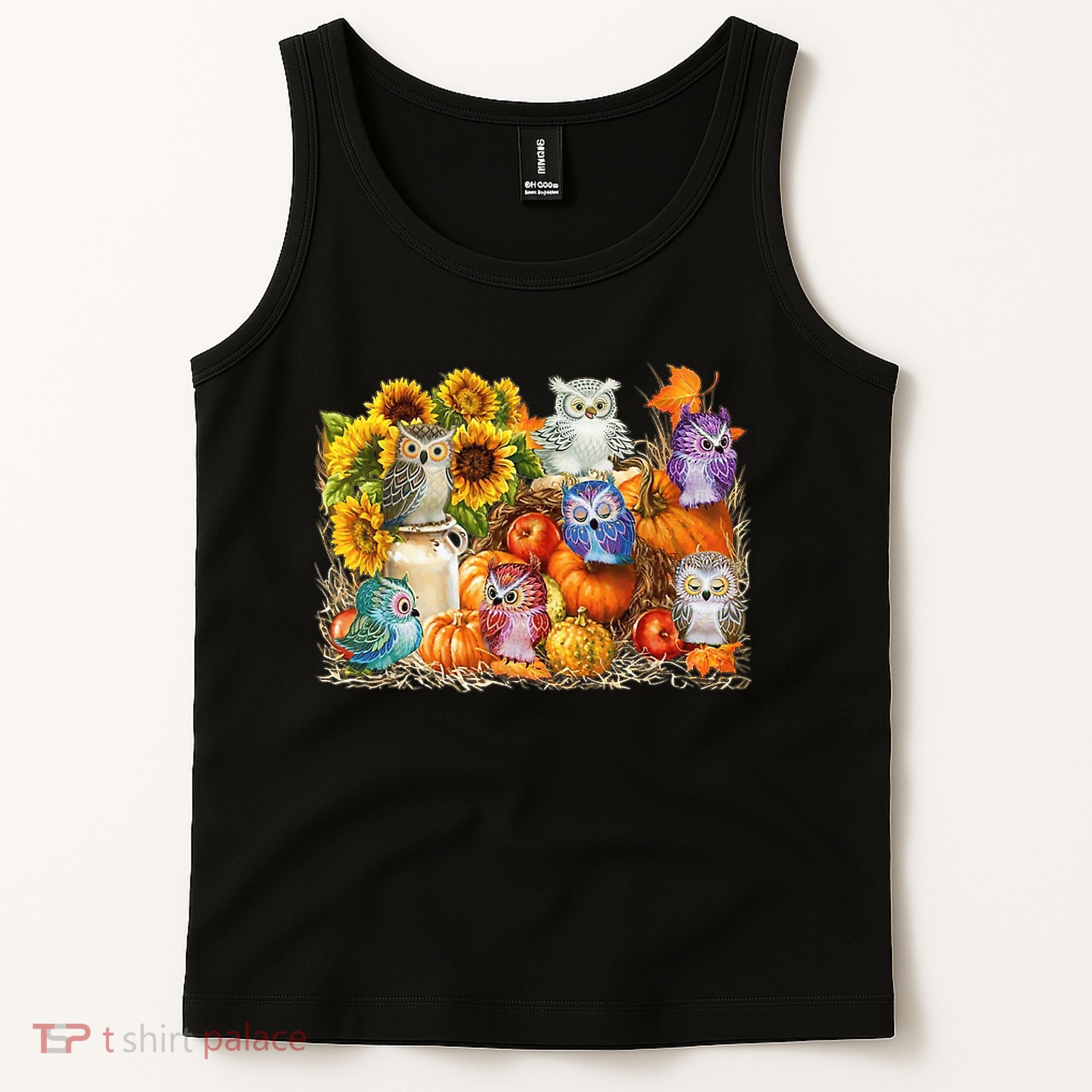 Autumn Owl Sunflower Pumpkin Halloween Costume Tank Top