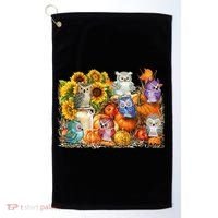 Autumn Owl Sunflower Pumpkin Halloween Costume Golf Towel thumb 0