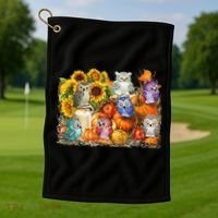 Autumn Owl Sunflower Pumpkin Halloween Costume Golf Towel thumb 1