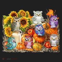 Autumn Owl Sunflower Pumpkin Halloween Costume Golf Towel thumb 3