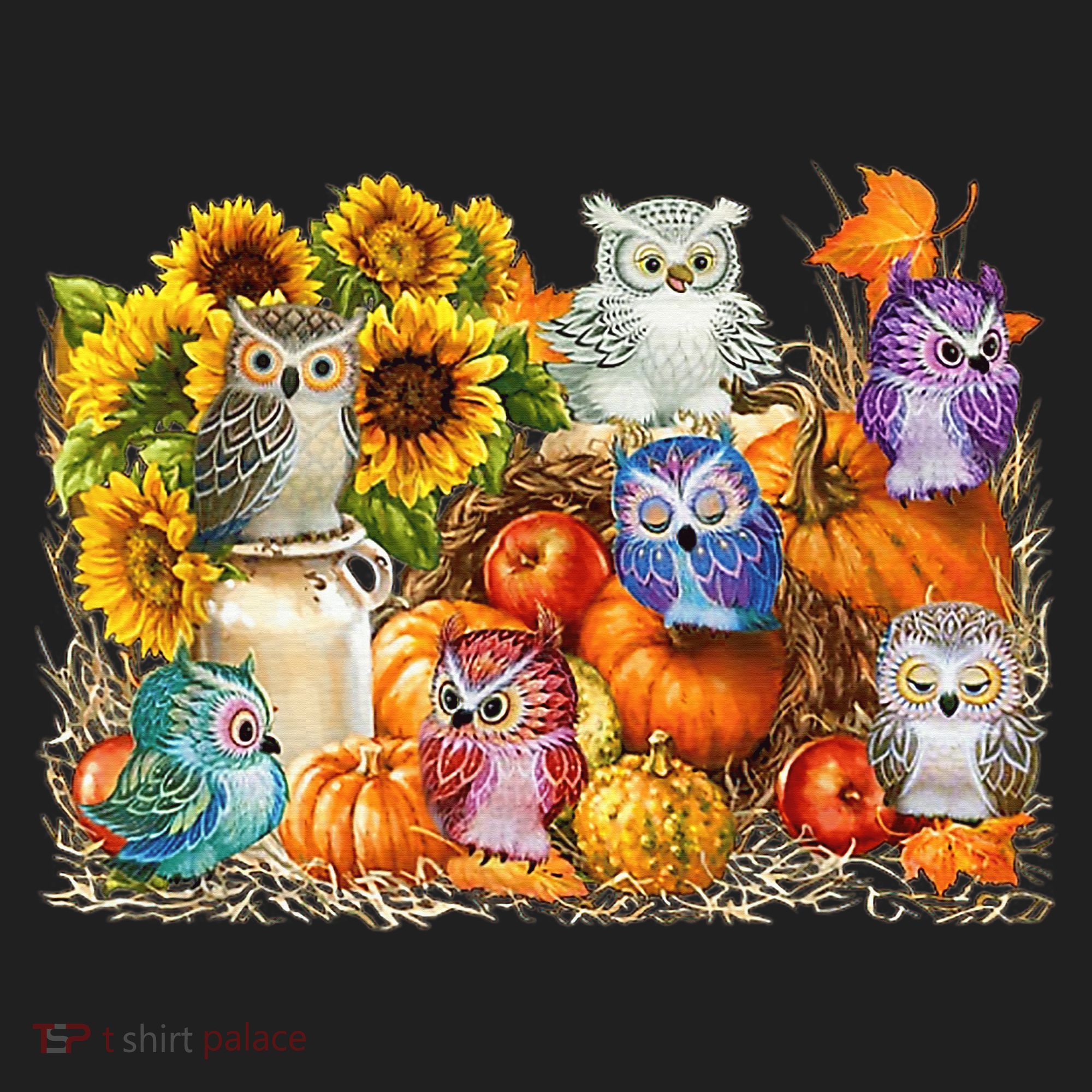 Autumn Owl Sunflower Pumpkin Halloween Costume Golf Towel