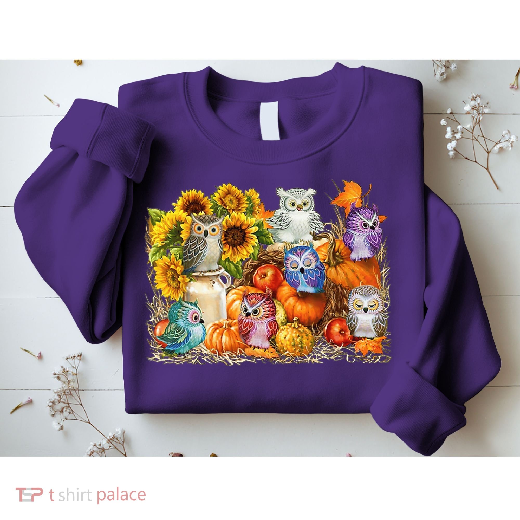 Autumn Owl Sunflower Pumpkin Halloween Costume Sweatshirt