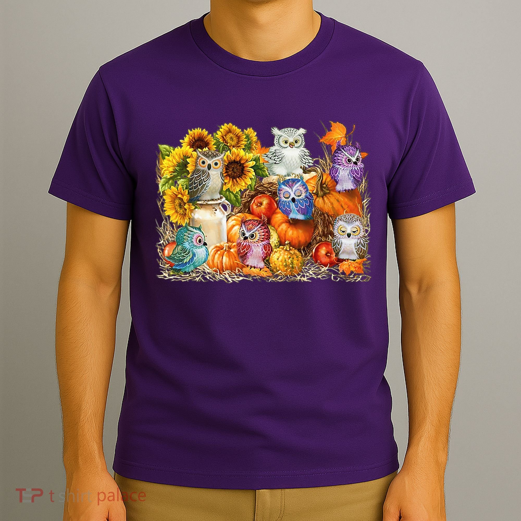 Autumn Owl Sunflower Pumpkin Halloween Costume T-Shirt