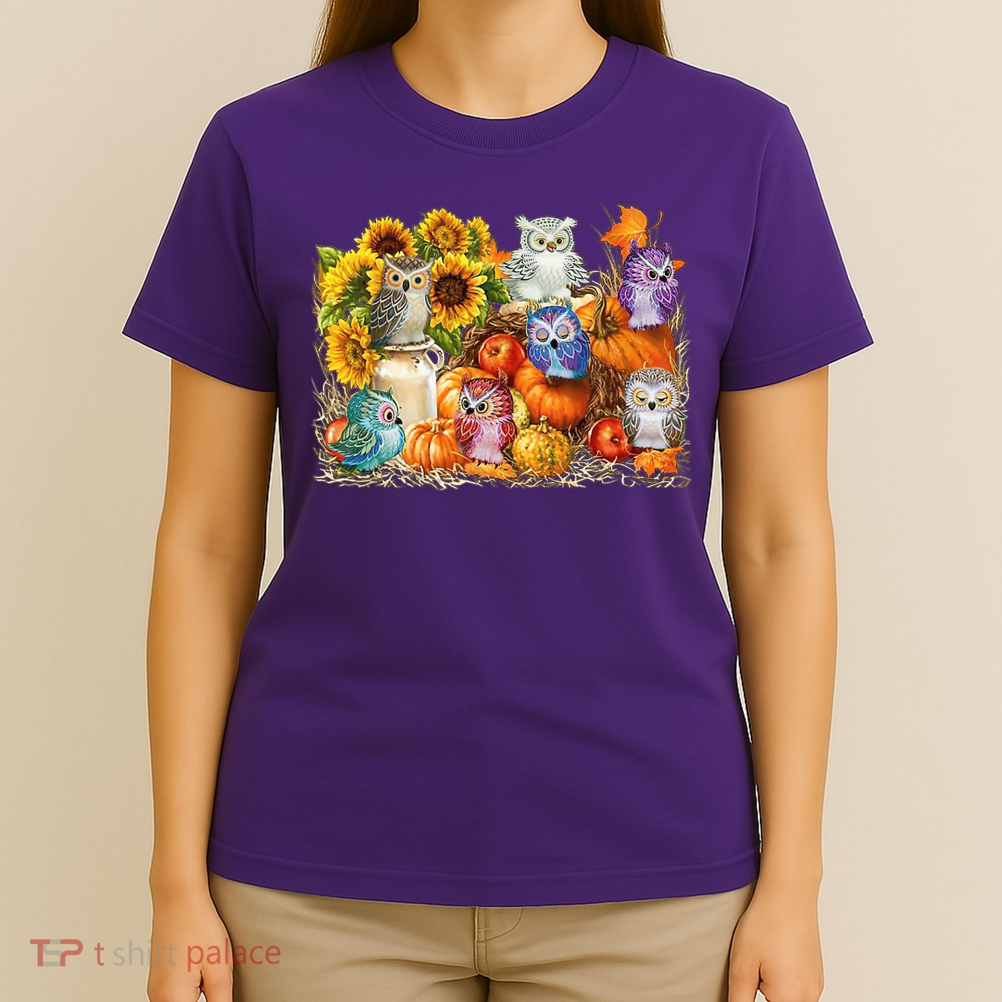 Autumn Owl Sunflower Pumpkin Halloween Costume T-Shirt