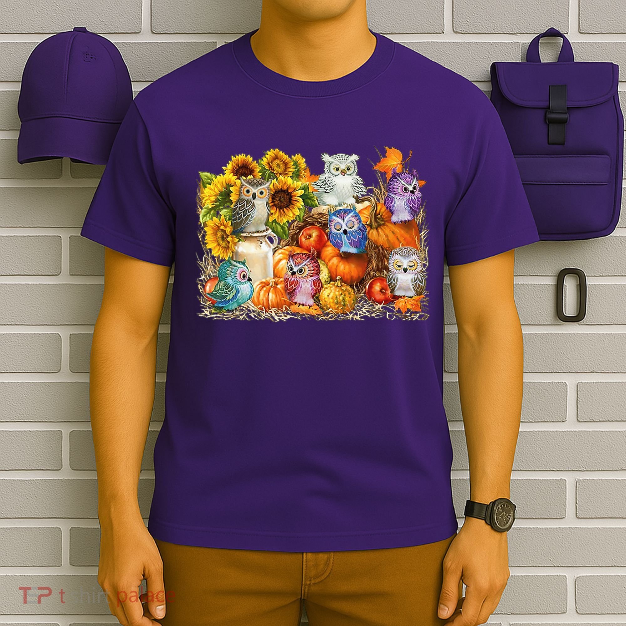 Autumn Owl Sunflower Pumpkin Halloween Costume T-Shirt