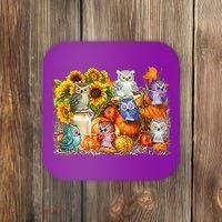 Autumn Owl Sunflower Pumpkin Halloween Costume Coaster thumb 0