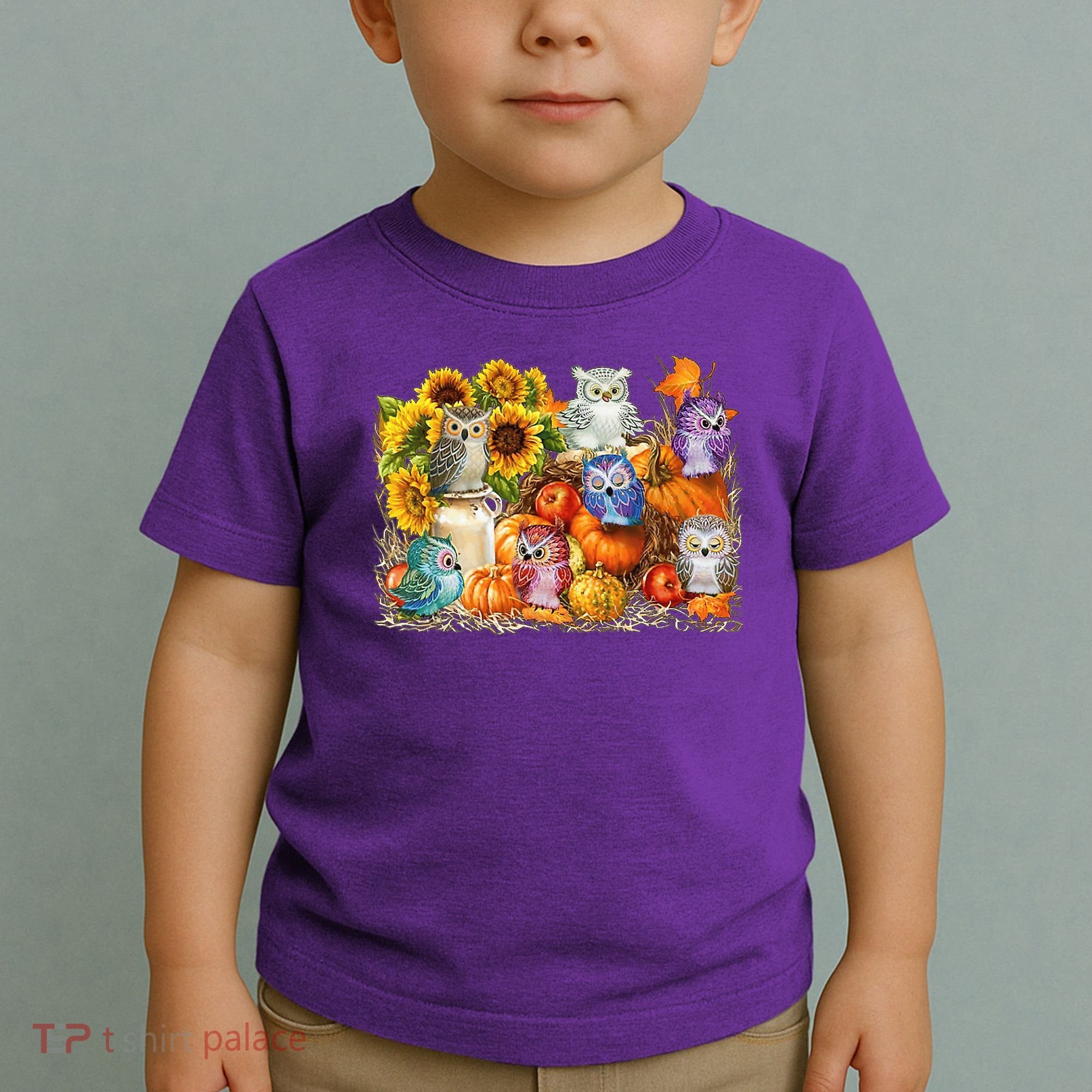 Autumn Owl Sunflower Pumpkin Halloween Costume Toddler T-Shirt