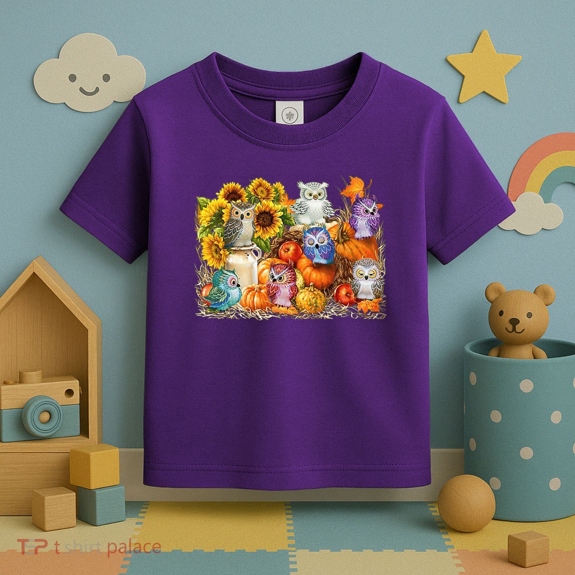 Autumn Owl Sunflower Pumpkin Halloween Costume Toddler T-Shirt