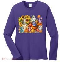 Autumn Owl Sunflower Pumpkin Halloween Costume Women's Long Sleeve Shirt thumb 0