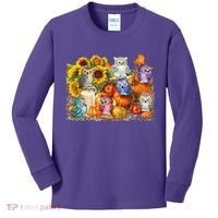 Autumn Owl Sunflower Pumpkin Halloween Costume Kids Long Sleeve Shirt thumb 0