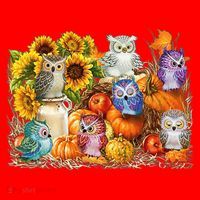 Autumn Owl Sunflower Pumpkin Halloween Costume Santa Hat thumb 1