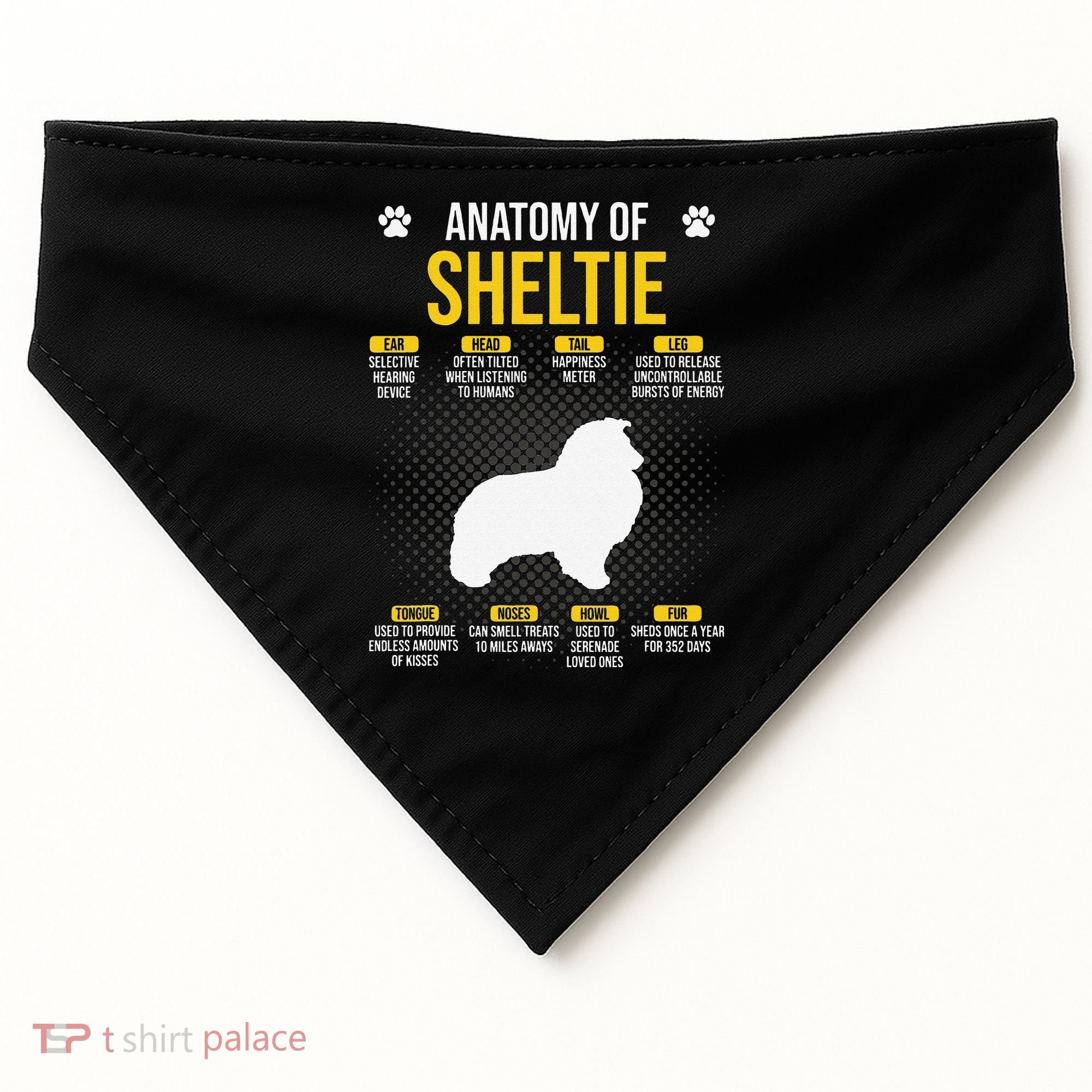Anatomy Of Sheltie Dog Lover USA-Made Doggie Bandana