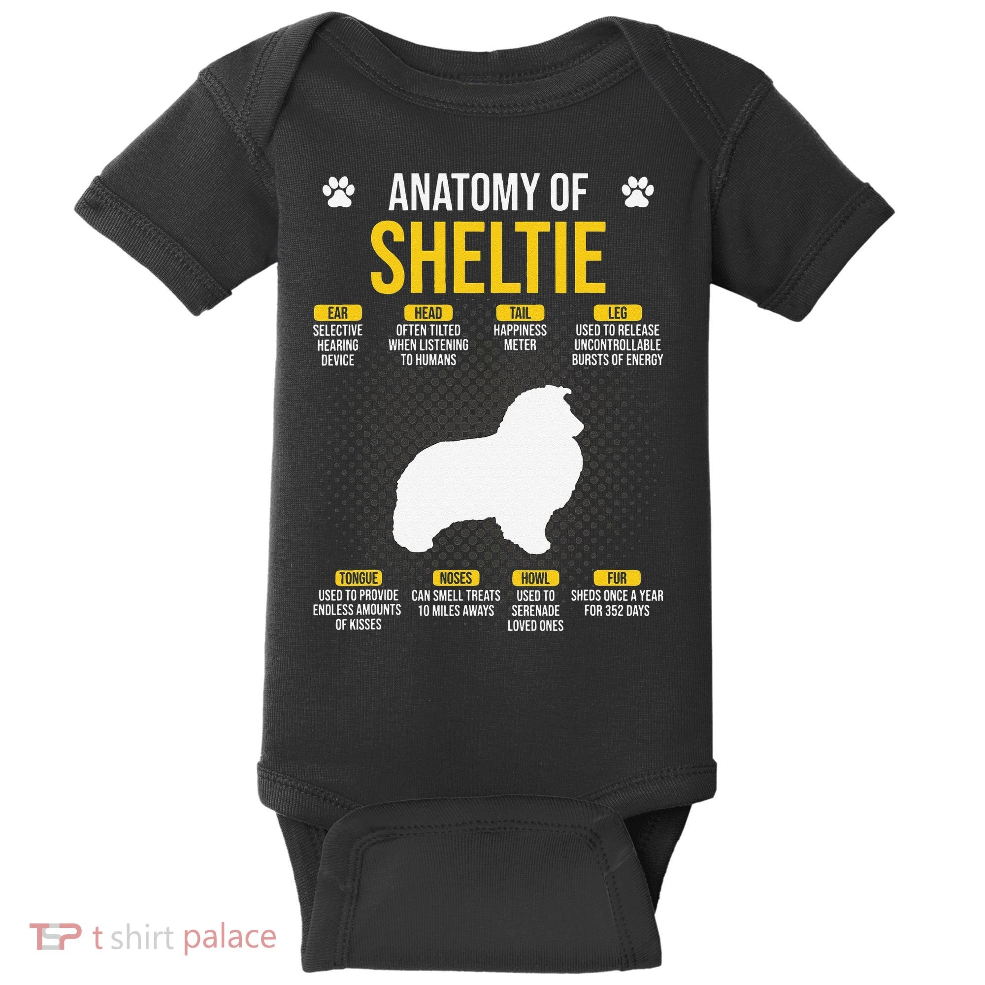 Anatomy Of Sheltie Dog Lover Baby Bodysuit