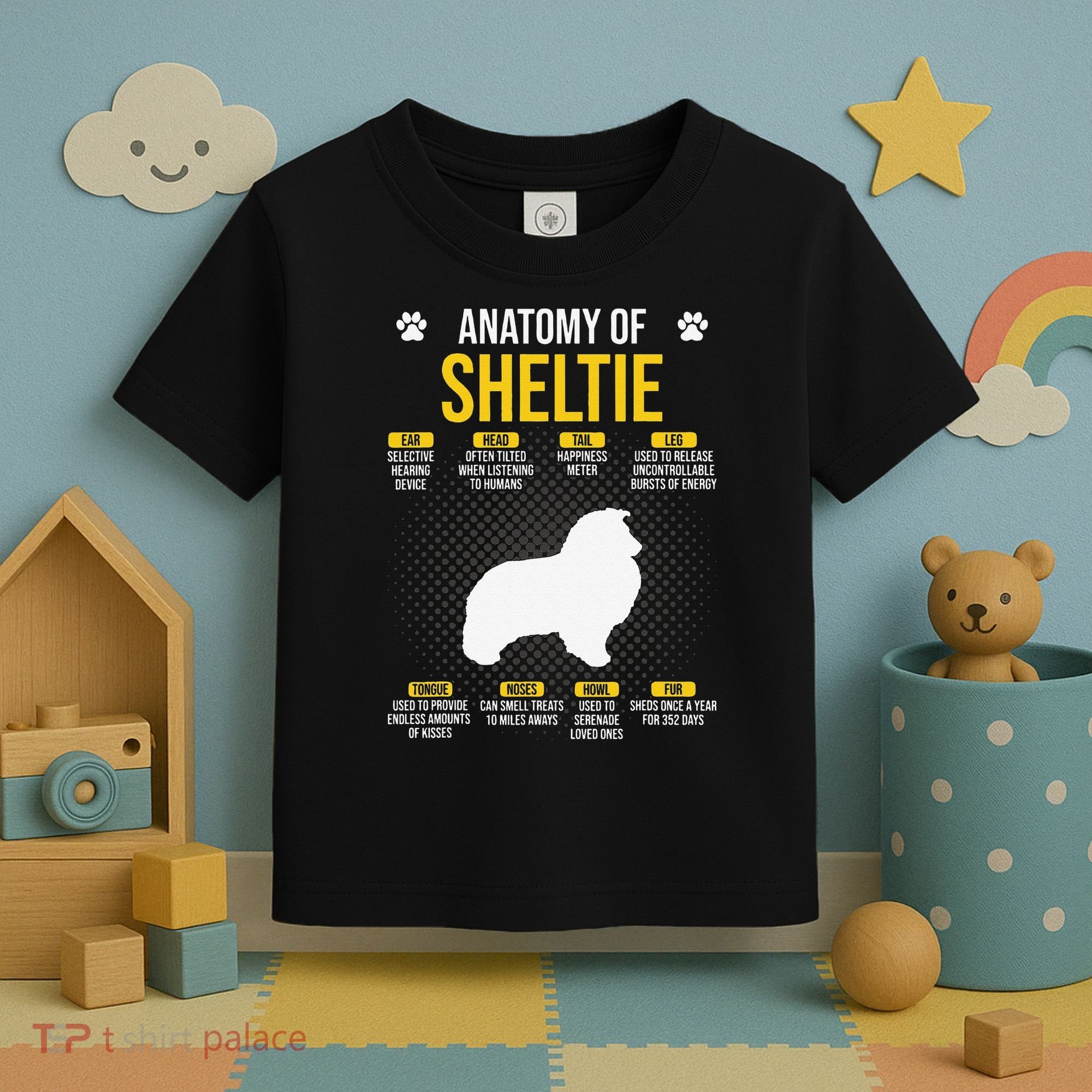 Anatomy Of Sheltie Dog Lover Toddler T-Shirt
