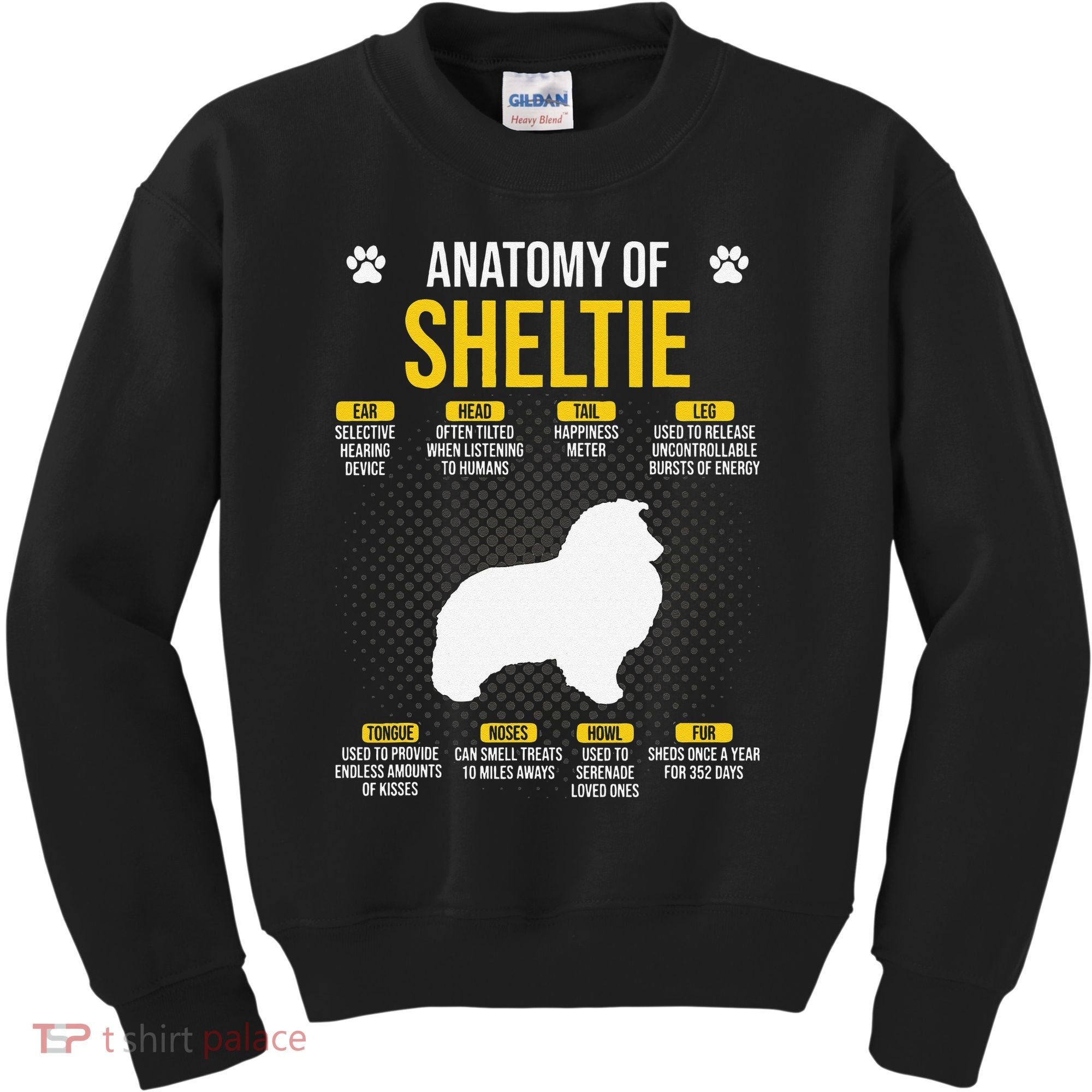 Anatomy Of Sheltie Dog Lover Kids Sweatshirt