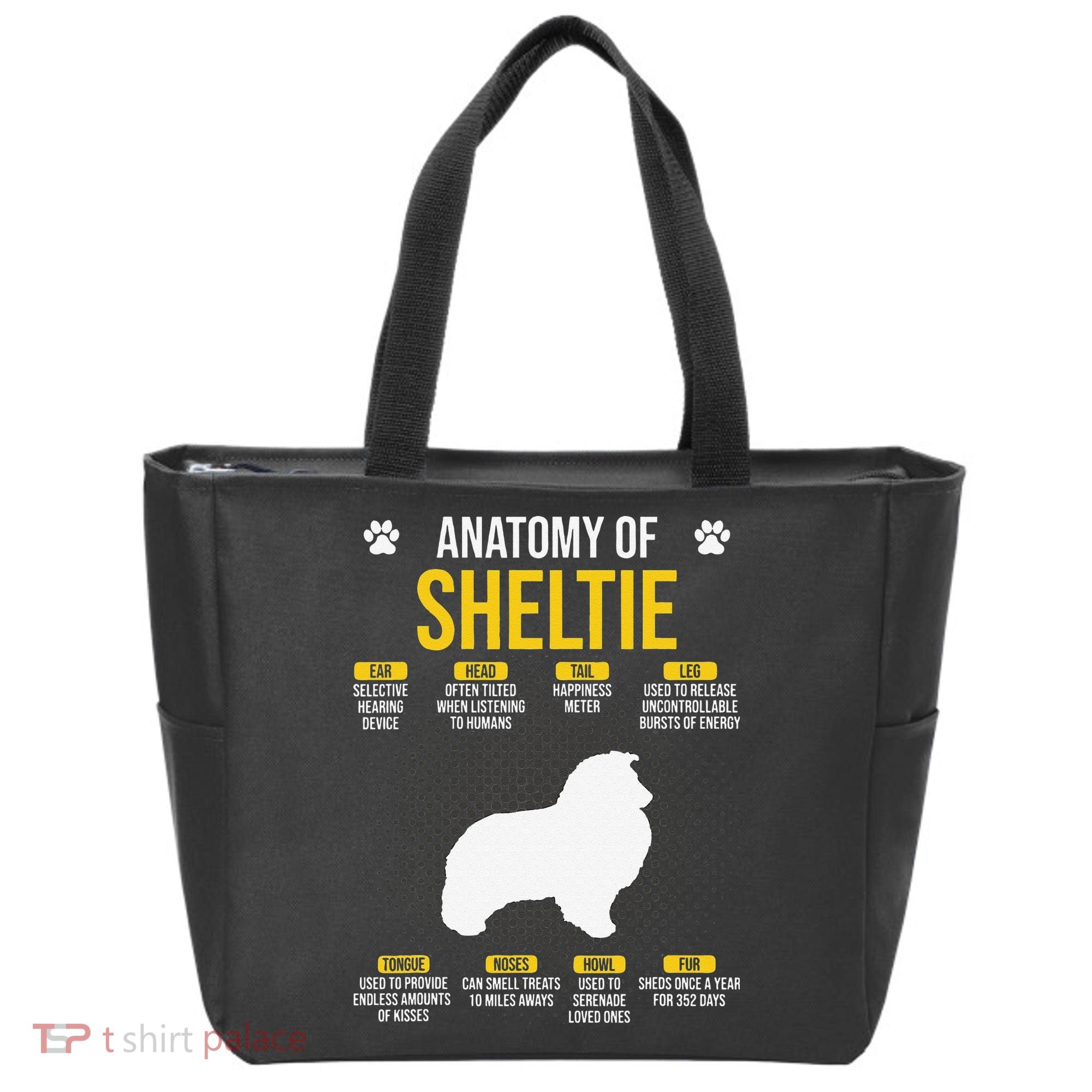 Anatomy Of Sheltie Dog Lover Tote Bag