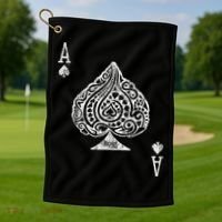 Ace Of Spades Texas Hold'em Poker Playing Card Golf Towel thumb 1