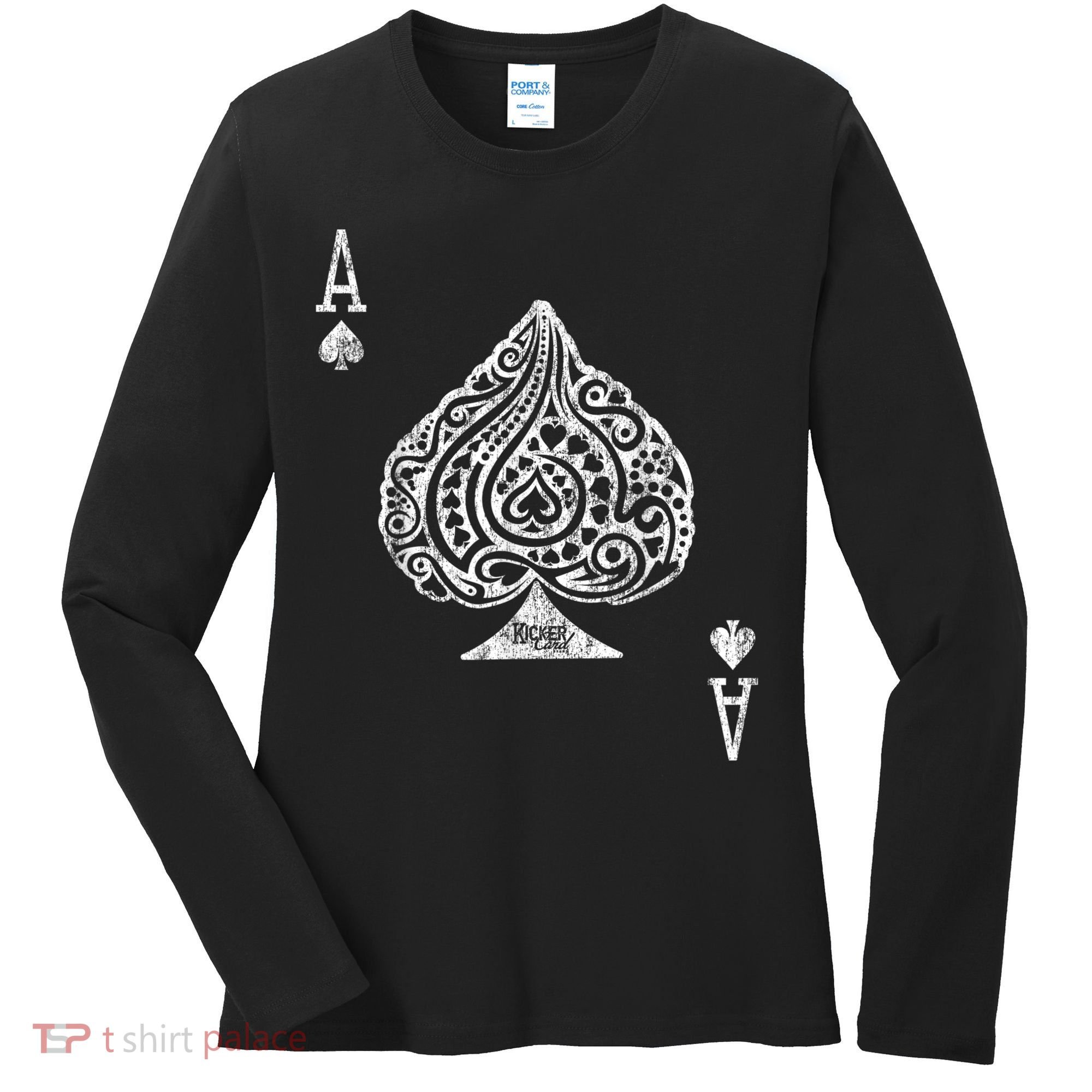 Ace Of Spades Texas Hold'em Poker Playing Card Women's Long Sleeve Shirt