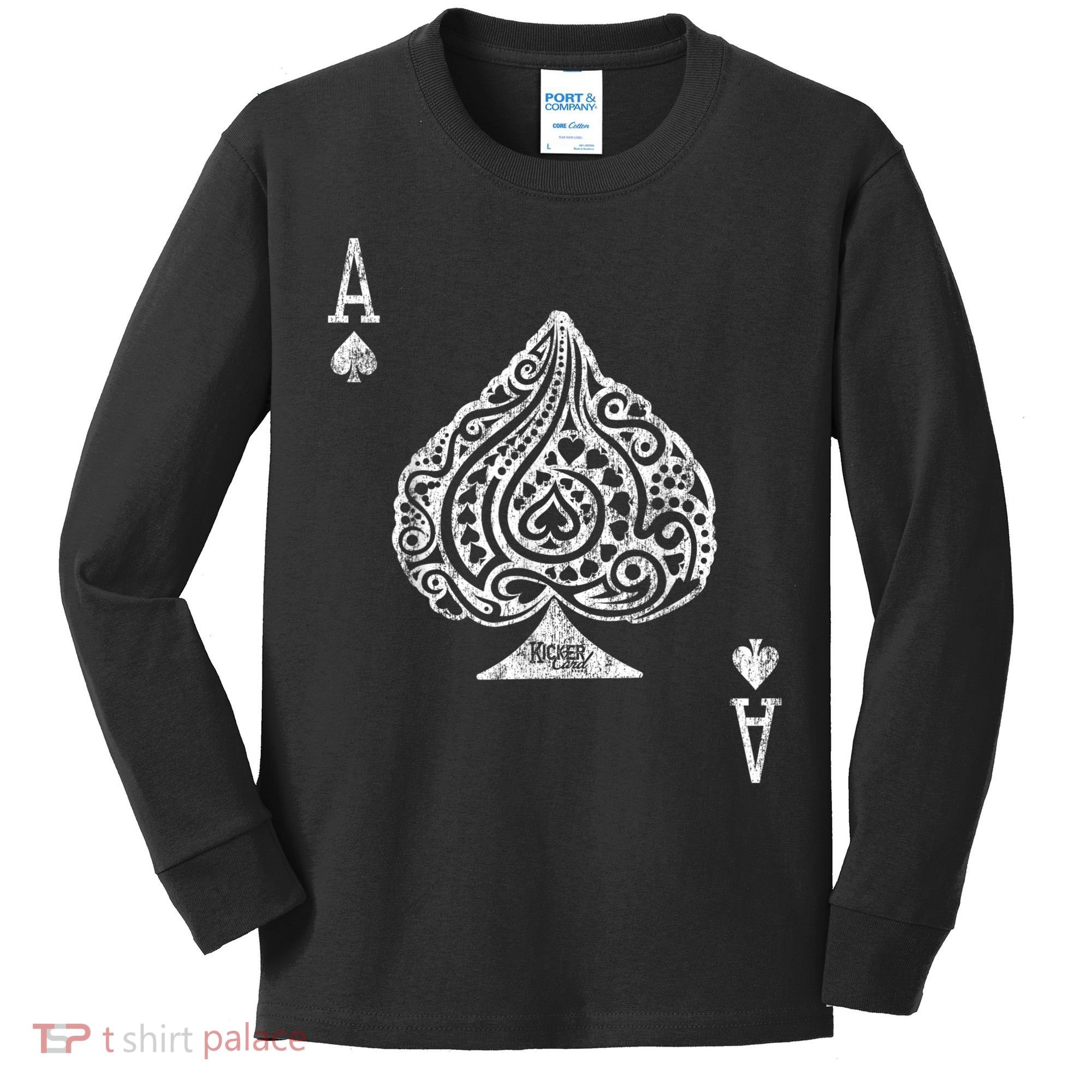Ace Of Spades Texas Hold'em Poker Playing Card Kids Long Sleeve Shirt
