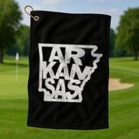 Arkansas Outline State Golf Towel thumb 1