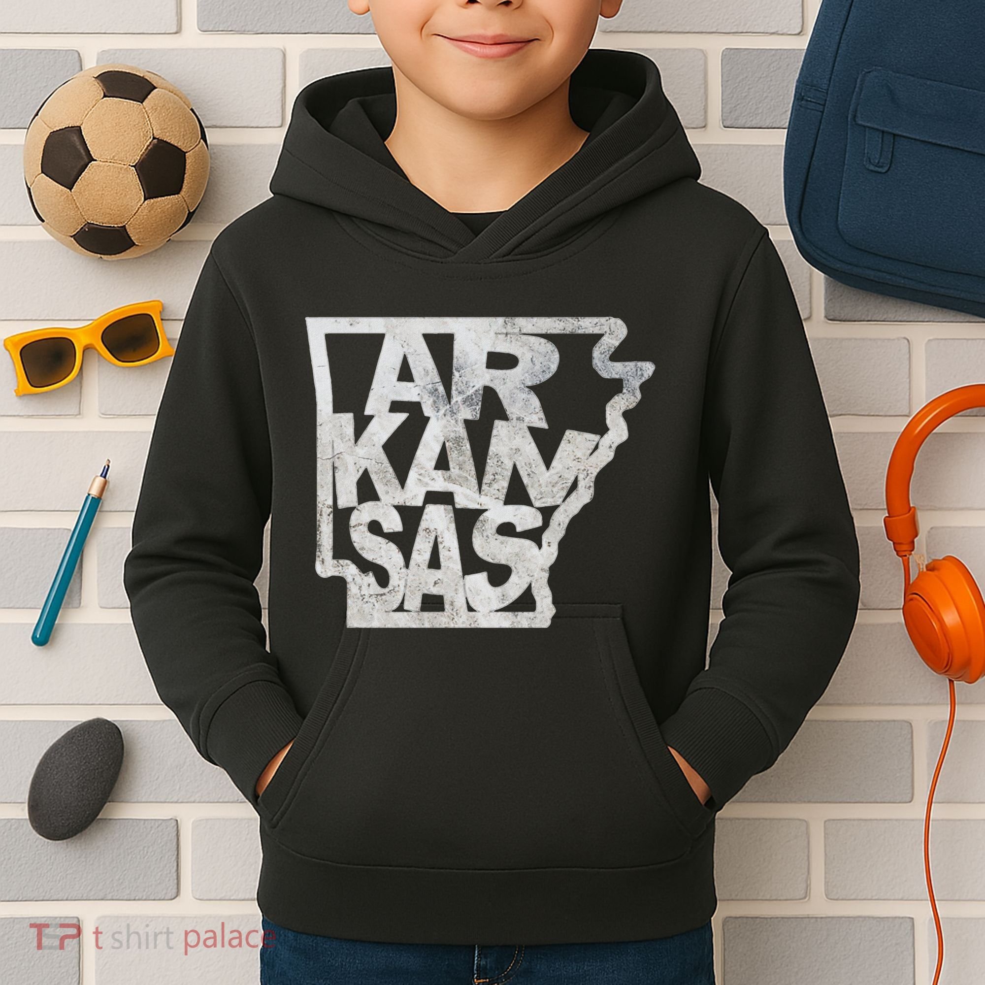 Arkansas Outline State Kids Hoodie