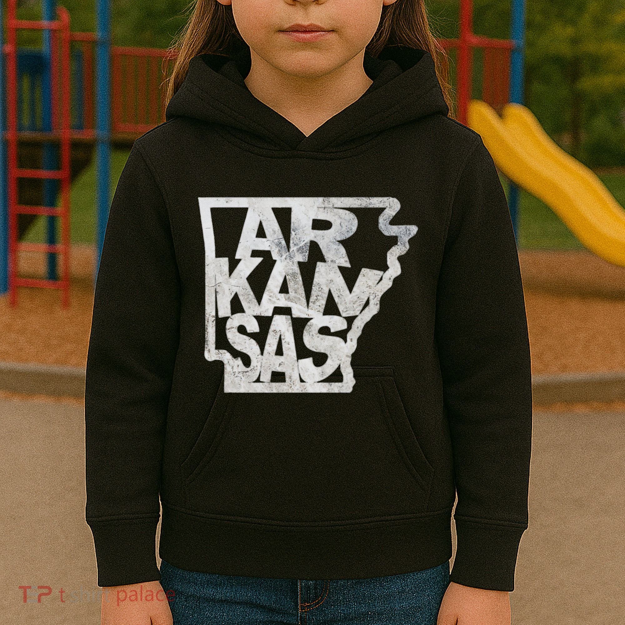 Arkansas Outline State Kids Hoodie