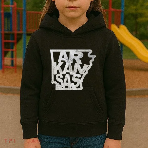 Arkansas Outline State Kids Hoodie
