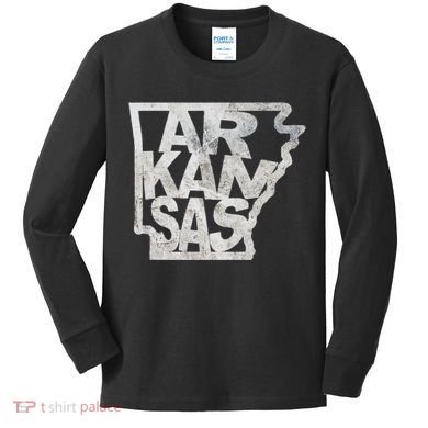 Arkansas Outline State Kids Long Sleeve Shirt