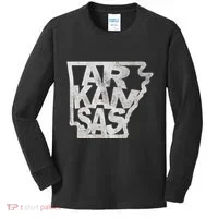 Arkansas Outline State Kids Long Sleeve Shirt thumb 0