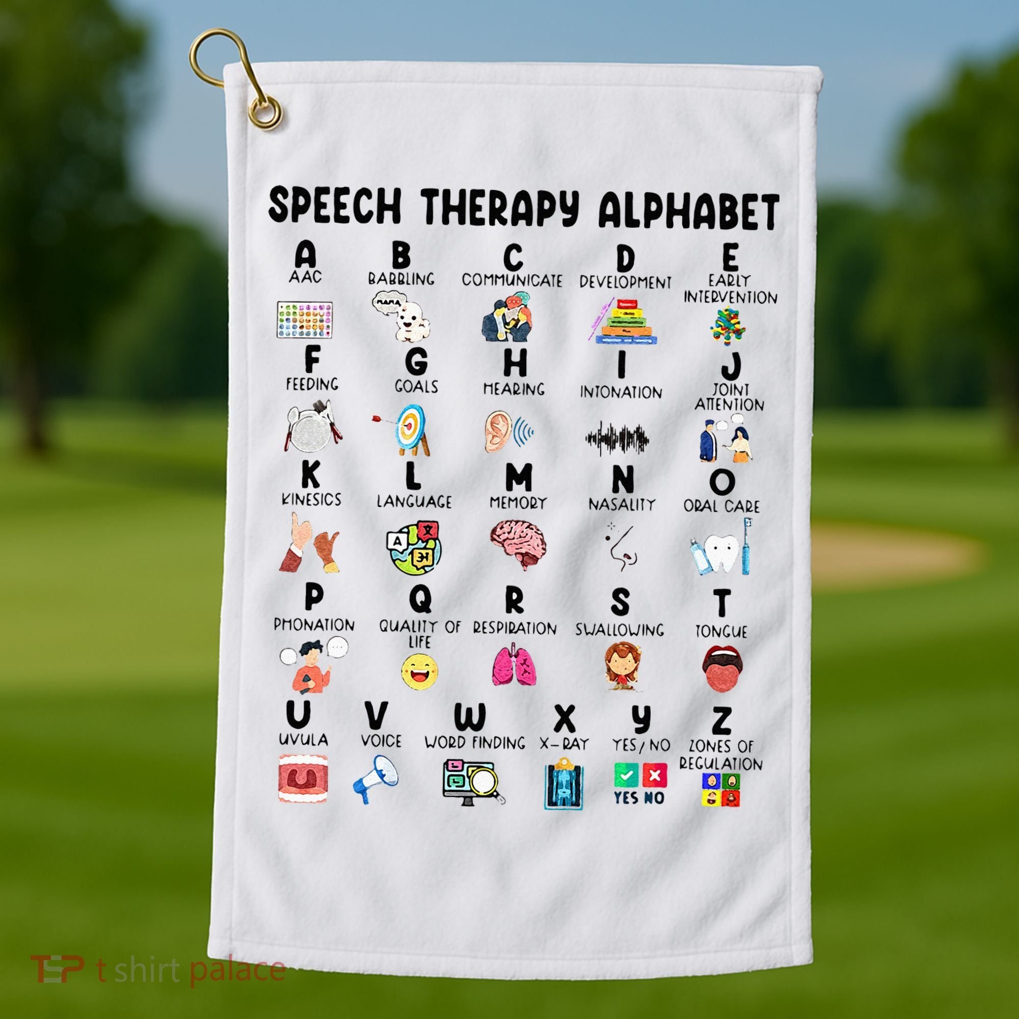 Abc Of Speech Therapy Alphabet Speech Language Pathologist Golf Towel