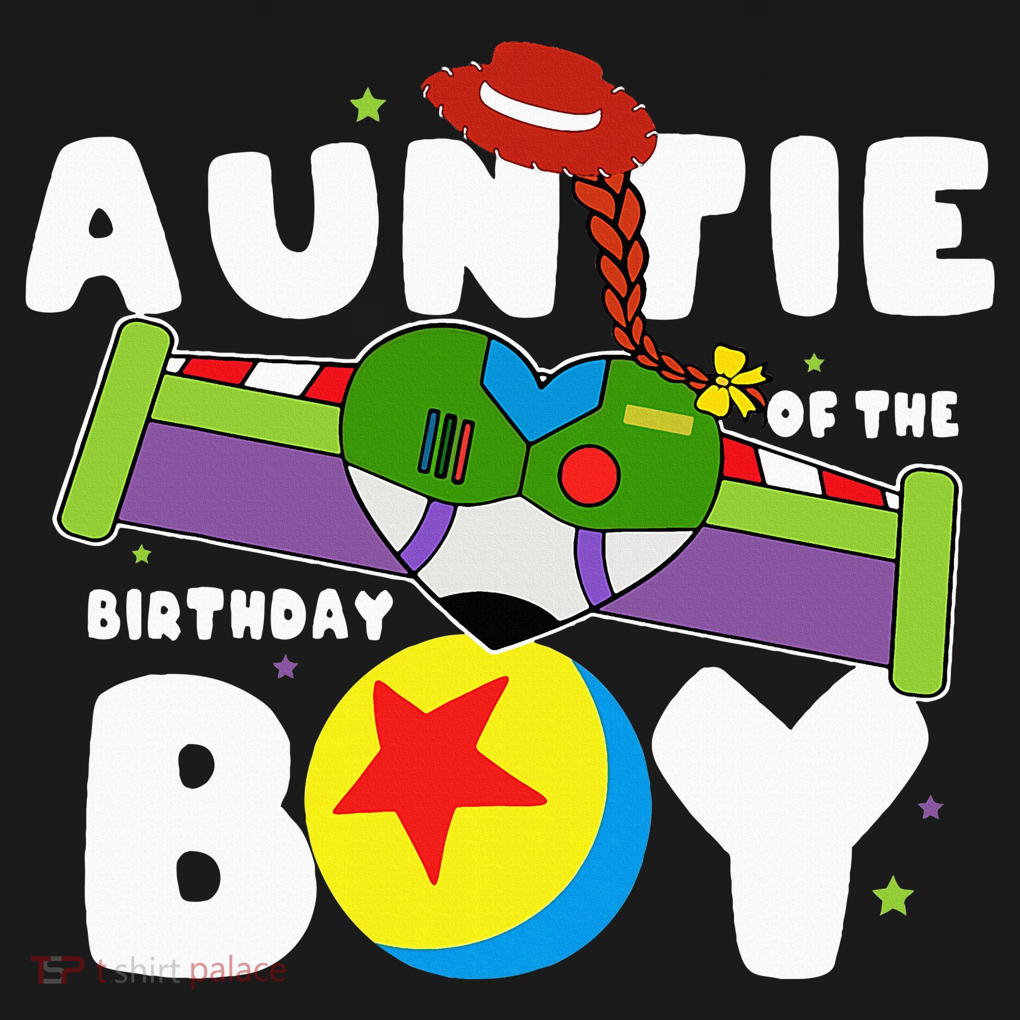 Auntie Of The Birthday Boy Toy Lover Funny Story Theme Bday T-Shirt