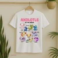 Axolotls Of The World Animals Kawaii T-Shirt thumb 2