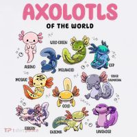 Axolotls Of The World Animals Kawaii T-Shirt thumb 7