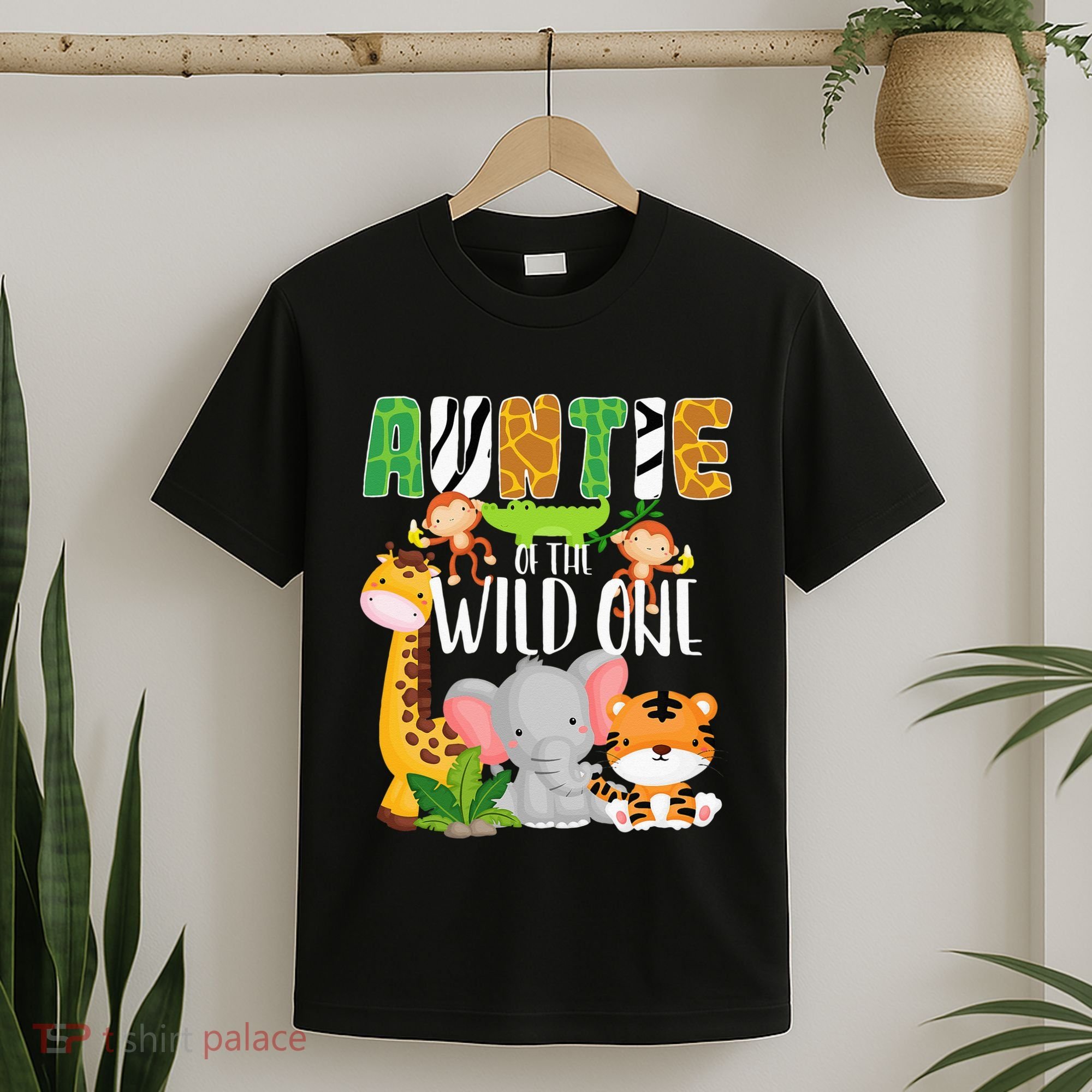 Auntie of the Wild One Zoo Theme Birthday Safari Animals T-Shirt