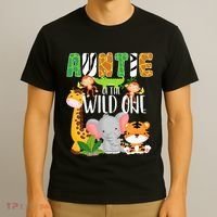 Auntie of the Wild One Zoo Theme Birthday Safari Animals T-Shirt thumb 3