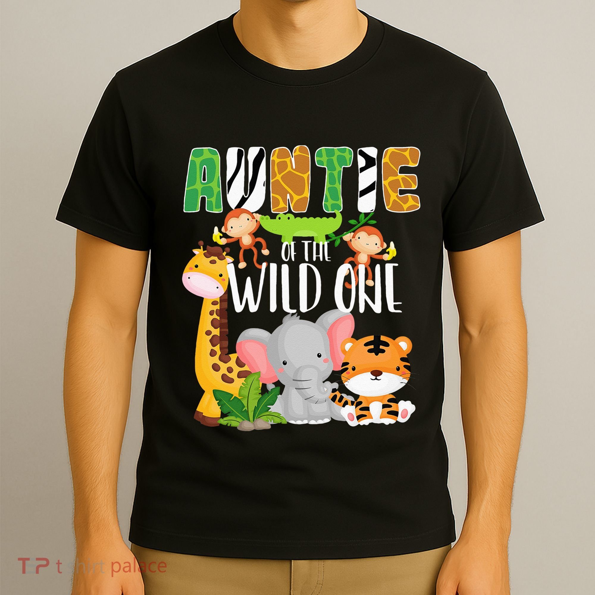 Auntie of the Wild One Zoo Theme Birthday Safari Animals T-Shirt