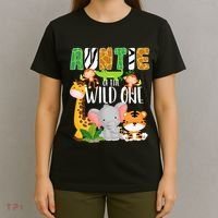 Auntie of the Wild One Zoo Theme Birthday Safari Animals T-Shirt thumb 4