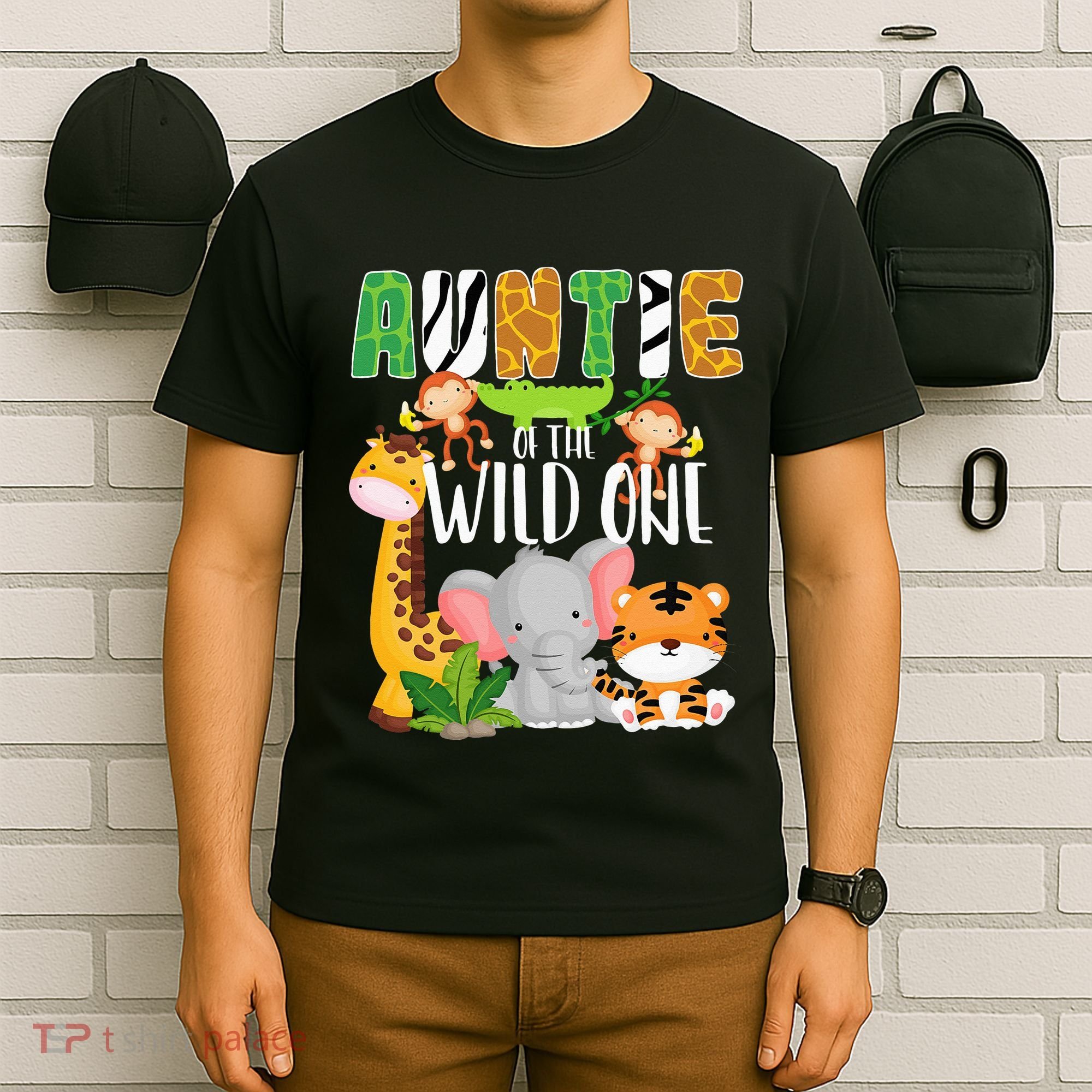 Auntie of the Wild One Zoo Theme Birthday Safari Animals T-Shirt