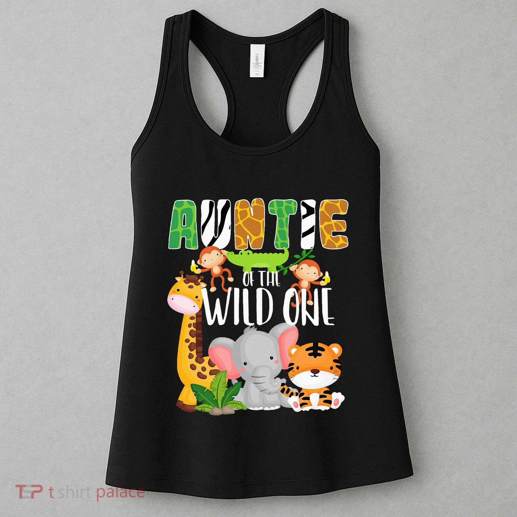 Auntie of the Wild One Zoo Theme Birthday Safari Animals Women's Tank Top