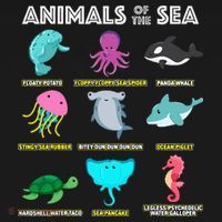 Animals Of The World Sea Creatures Funny Ocean Humor Meme Long Sleeve Shirt thumb 2