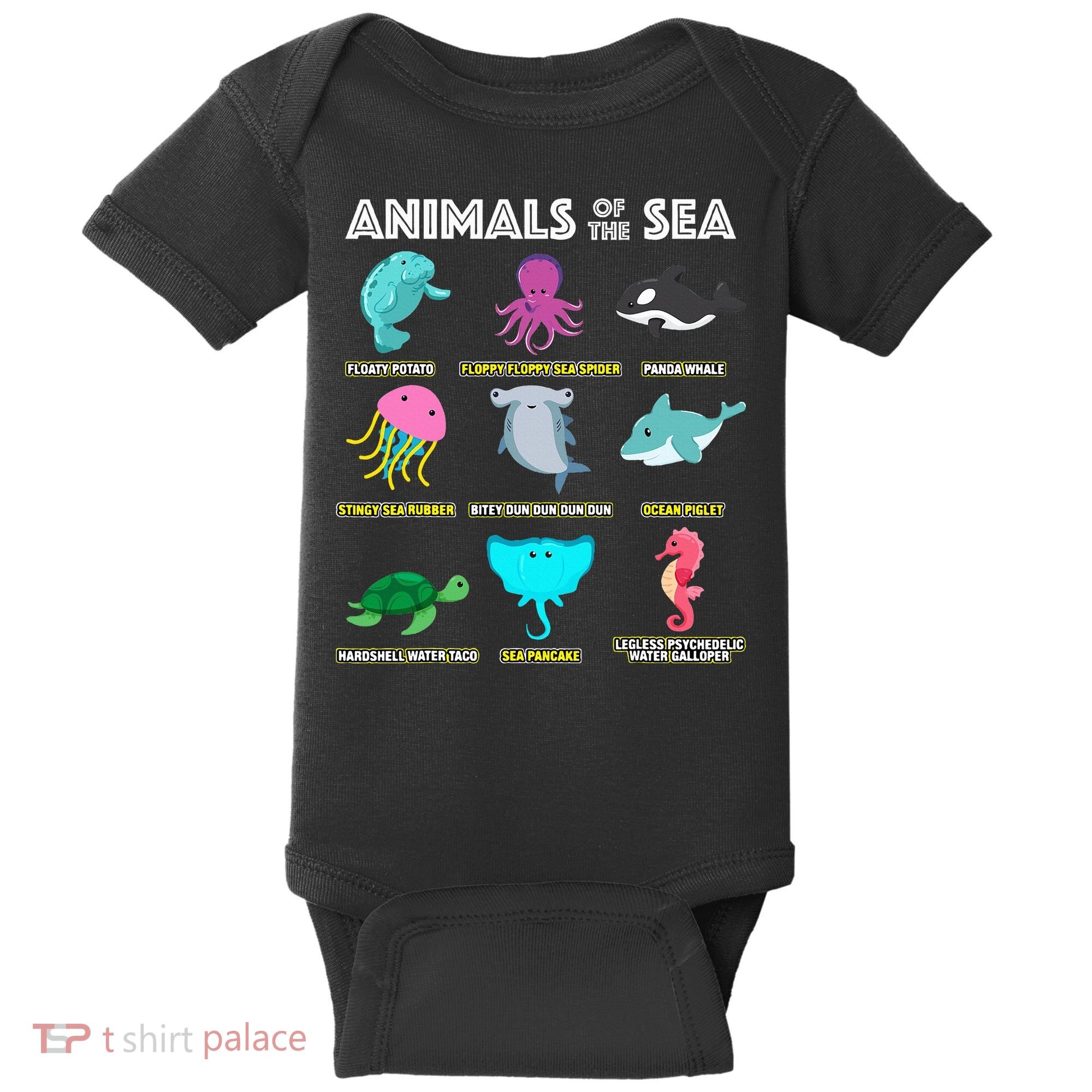 Animals Of The World Sea Creatures Funny Ocean Humor Meme Baby Bodysuit