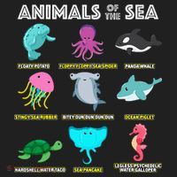 Animals Of The World Sea Creatures Funny Ocean Humor Meme Hat thumb 2