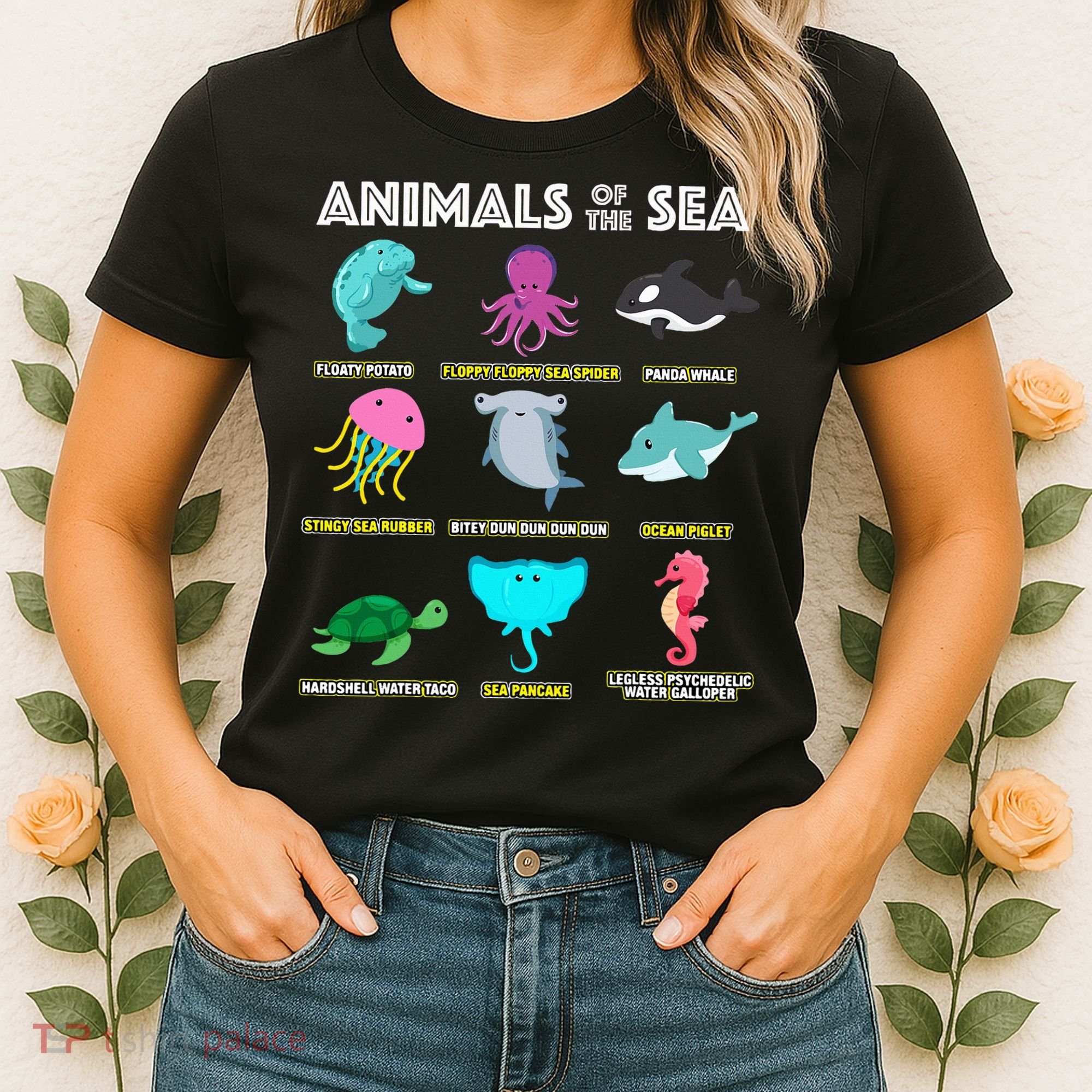Animals Of The World Sea Creatures Funny Ocean Humor Meme Women's T-Shirt