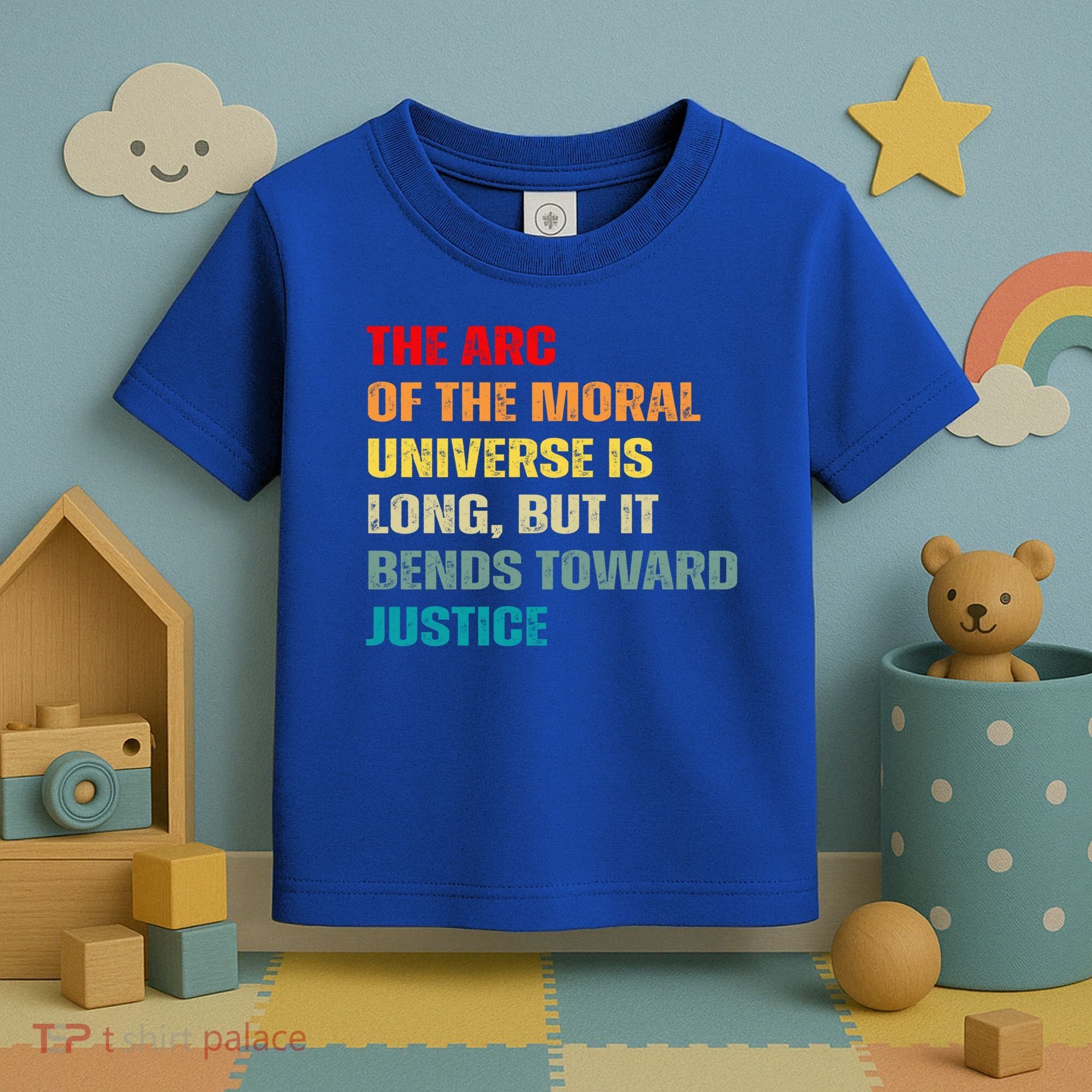 Arc Of Th Moral Universe Is Long But It Bends Toward Justice Cool Gift Toddler T-Shirt