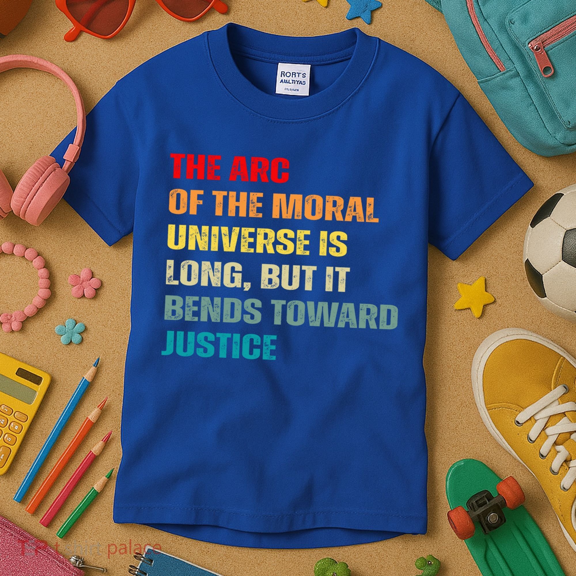 Arc Of Th Moral Universe Is Long But It Bends Toward Justice Cool Gift Kids T-Shirt