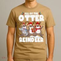 All Of The Otter Reindeer Funny Christmas Pajama Gifts T-Shirt thumb 3