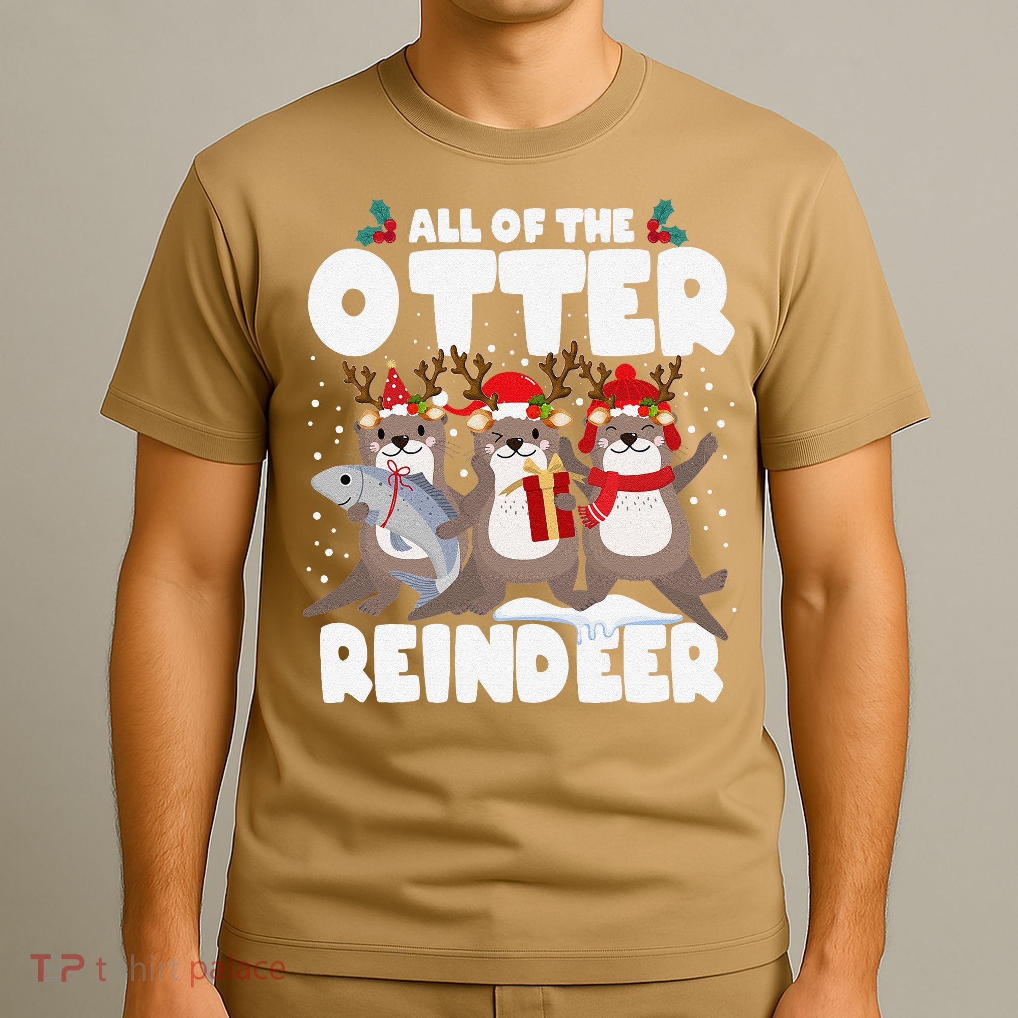 All Of The Otter Reindeer Funny Christmas Pajama Gifts T-Shirt