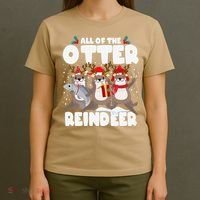 All Of The Otter Reindeer Funny Christmas Pajama Gifts T-Shirt thumb 4