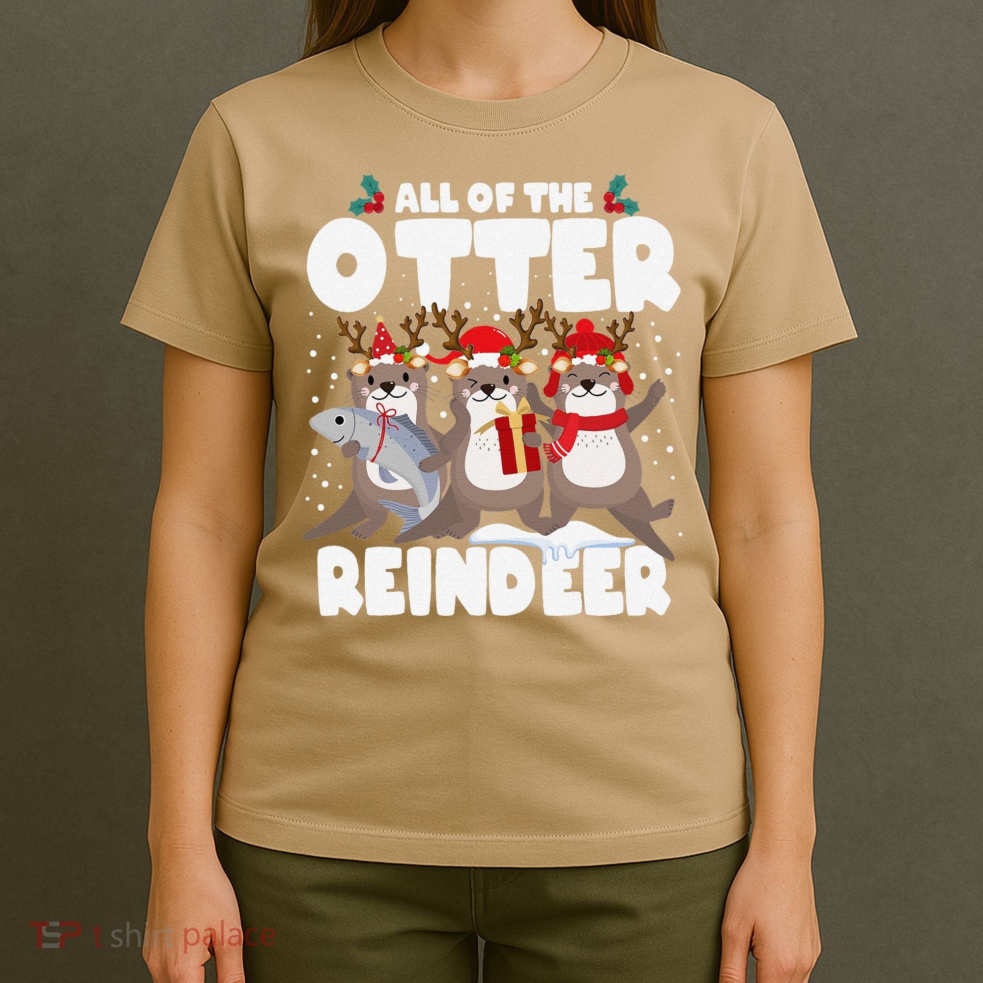 All Of The Otter Reindeer Funny Christmas Pajama Gifts T-Shirt