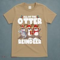 All Of The Otter Reindeer Funny Christmas Pajama Gifts T-Shirt thumb 5